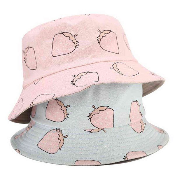 1pc two side reversible strawberry bucket hat for women fisherman fruit summer g220311, Blue;gray
1pc two side reversible strawberry bucket hat for women fisherman fruit summer g220311, Blue;gray