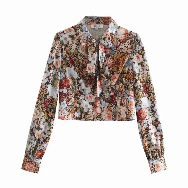women vintage printing stand collar bow tie short shirts female long sleeve blouses casual lady loose crop blusas s8238, White
women vintage printing stand collar bow tie short shirts female long sleeve blouses casual lady loose crop blusas s8238, White
