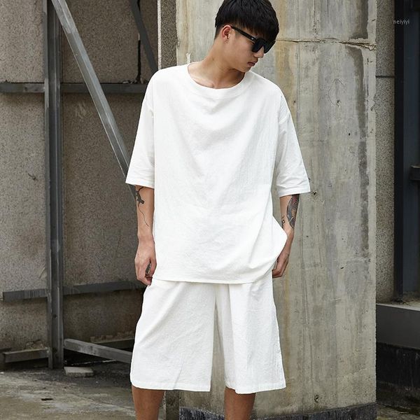 men's tracksuits men cotton linen 2 pieces set (tshirt+shorts) male streetwear hip hop casual t shirt wide leg shorts white black tees, Gray
men's tracksuits men cotton linen 2 pieces set (tshirt+shorts) male streetwear hip hop casual t shirt wide leg shorts white black tees, Gray