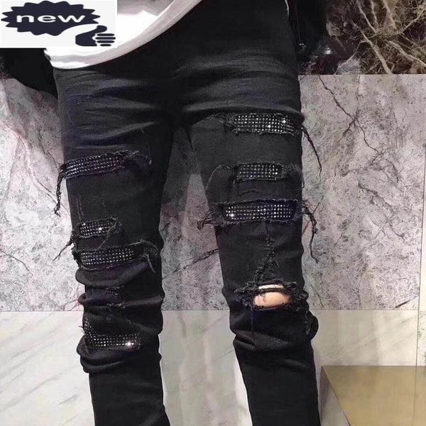 fashion black rhinestone elastic jeans men vintage slim denim pencil pants high street frayed ripped hole casual trousers h1209, Blue
fashion black rhinestone elastic jeans men vintage slim denim pencil pants high street frayed ripped hole casual trousers h1209, Blue