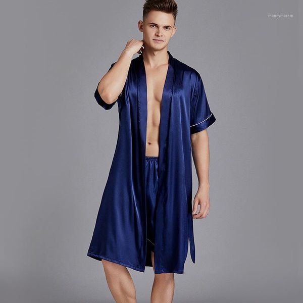 men's sleepwear pajamas men's loose large size silk nightgown bathrobe shorts two-piece suit home clothes1, Black;brown
men's sleepwear pajamas men's loose large size silk nightgown bathrobe shorts two-piece suit home clothes1, Black;brown