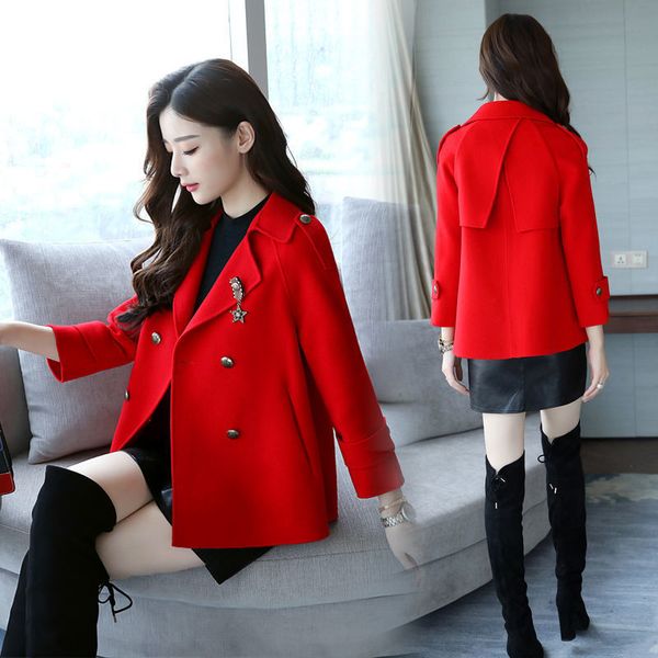 xiaonizi women's short xiaozi spring new korean popular loose cape woolen coat in early 2020, Black