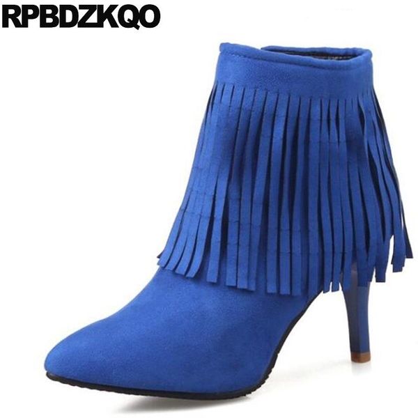 boots high heel shoes ankle big size autumn pointed toe fringe side zip women stiletto booties blue 41 fall suede 10, Black
boots high heel shoes ankle big size autumn pointed toe fringe side zip women stiletto booties blue 41 fall suede 10, Black