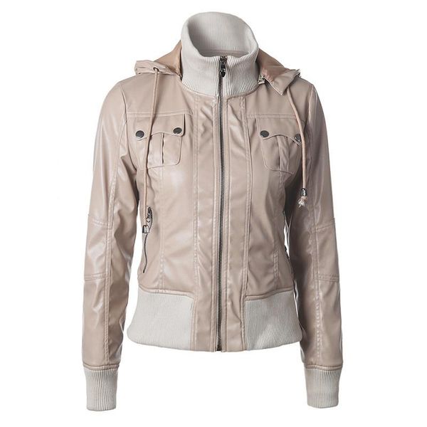 women's leather & faux autumn winter jacket women motorcycle high collar hooded solid color pu outwear thread stitching slim, Black
women's leather & faux autumn winter jacket women motorcycle high collar hooded solid color pu outwear thread stitching slim, Black