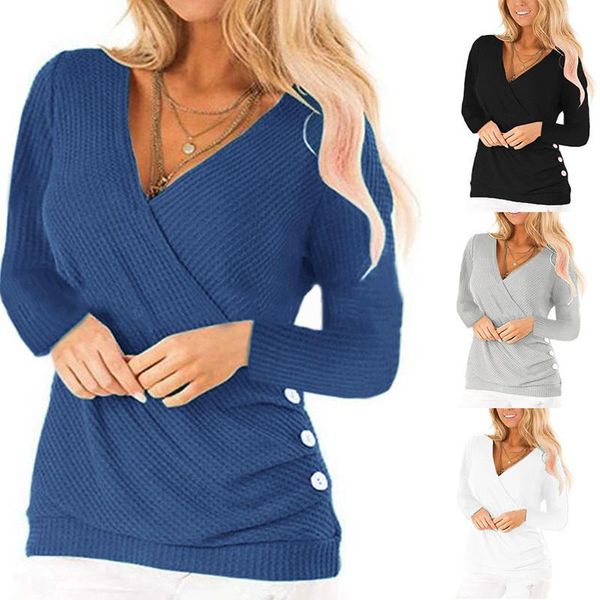 casual knitted long sleeve deep v-neck patchwork office women blouse design plus size women blouses shirt, White
casual knitted long sleeve deep v-neck patchwork office women blouse design plus size women blouses shirt, White