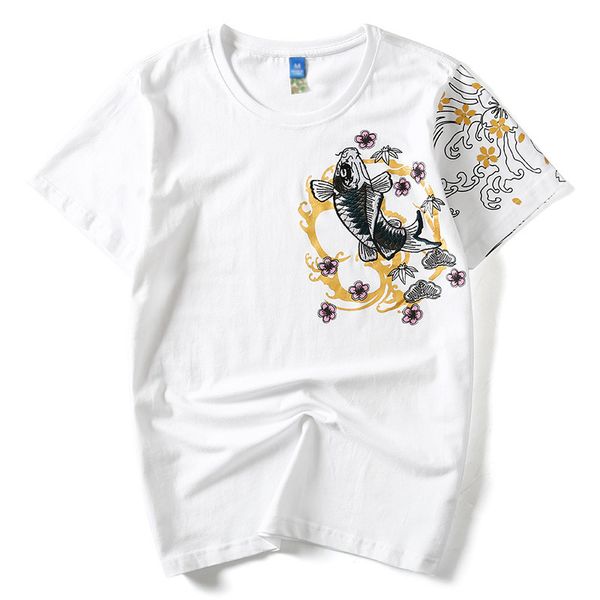 2021 new hip hop male embroidered t chinese shirt fish cotton flower short sleeve casual neck retro harajuku summer superior youth opje x9bp, White;black
2021 new hip hop male embroidered t chinese shirt fish cotton flower short sleeve casual neck retro harajuku summer superior youth opje x9bp, White;black