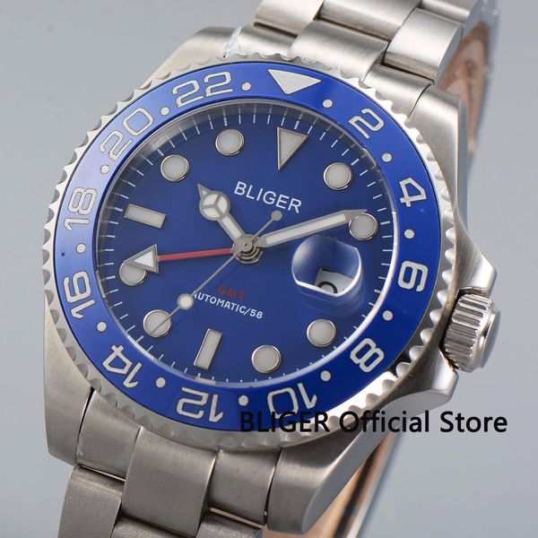 sapphire glass bliger 4m blue dial men's ceramic bezel gmt function luminous marks mechanical automatic movement watch, Slivery;brown
sapphire glass bliger 4m blue dial men's ceramic bezel gmt function luminous marks mechanical automatic movement watch, Slivery;brown