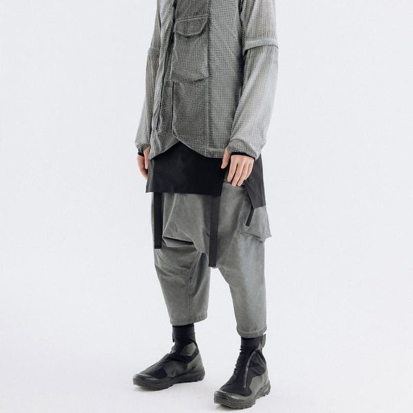 men's pants nosucism grey drop crotch 3d pockets ankle length techwear ninjawear darkwear japanese streetstyle, Black
men's pants nosucism grey drop crotch 3d pockets ankle length techwear ninjawear darkwear japanese streetstyle, Black