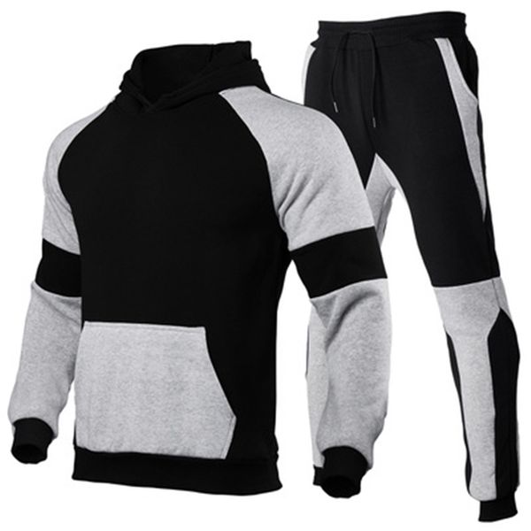 mens splicing sports 2pcs sets fashion trend long sleeve hooded sweatshirt pant suits man spring thicken plus size casual loose tracksuits, Gray
mens splicing sports 2pcs sets fashion trend long sleeve hooded sweatshirt pant suits man spring thicken plus size casual loose tracksuits, Gray