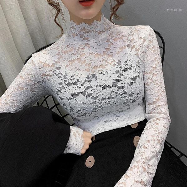 elegant shirts solid women turtle neck long sleeve floral lace slim base t-shirt see-through casual thin spring autumn1, White
elegant shirts solid women turtle neck long sleeve floral lace slim base t-shirt see-through casual thin spring autumn1, White
