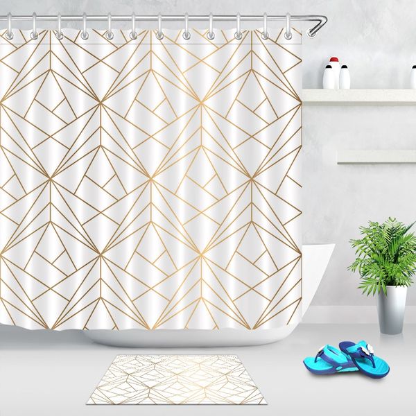 lb golden geometry abstract graphics line shower curtain with mat bathroom mildew resistant waterproof fabric for bathtub decor
lb golden geometry abstract graphics line shower curtain with mat bathroom mildew resistant waterproof fabric for bathtub decor