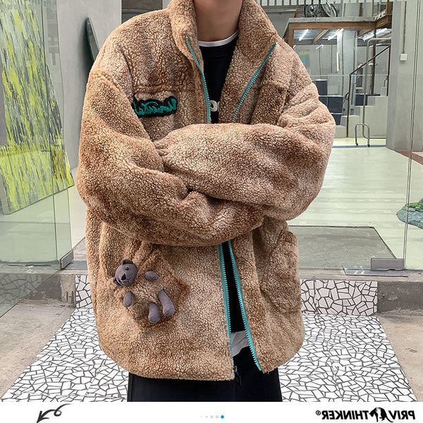 privathinker men's oversize warm bear pocket 2021 winter woman korean streetwear lamb wood coats male zipper jackets, Black;brown
privathinker men's oversize warm bear pocket 2021 winter woman korean streetwear lamb wood coats male zipper jackets, Black;brown