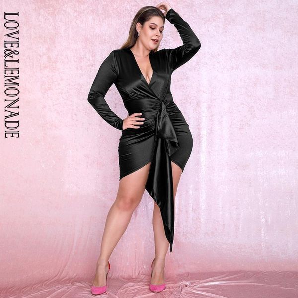 love&lemonade plus size black v-neck shirring streamer decoration bodycon party dress lm81639plus1, Black;gray
love&lemonade plus size black v-neck shirring streamer decoration bodycon party dress lm81639plus1, Black;gray