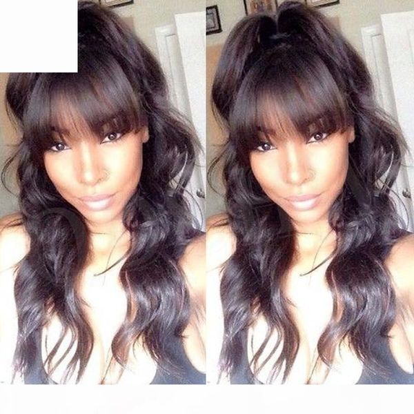 full lace human hair wigs bangs pre plucked glueless body wave virgin brazilian human hair lace front wigs with bangs for black women, Black;brown
full lace human hair wigs bangs pre plucked glueless body wave virgin brazilian human hair lace front wigs with bangs for black women, Black;brown