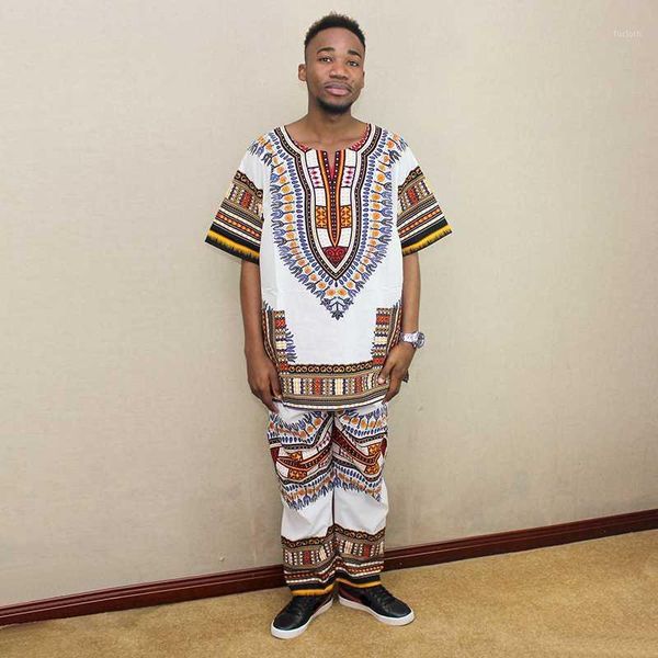 dashiki african blouse set set shirt & pant tribal clothing one size1, Red
