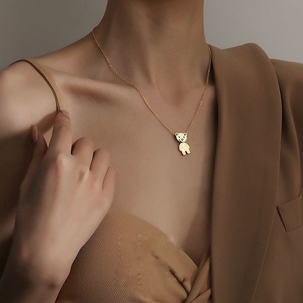 titanium steel creative bear necklace colorless fashion korean version simple cool wind net red pendant versatile clavicle chain, Silver
titanium steel creative bear necklace colorless fashion korean version simple cool wind net red pendant versatile clavicle chain, Silver