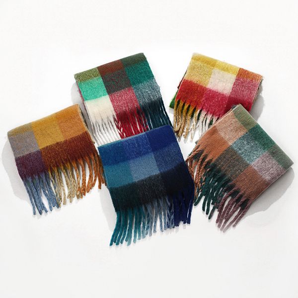 cashmere scarf women's rainbow plaid autumn winter ac tassel double side thickened warm lattice bib shawl, Blue;gray
cashmere scarf women's rainbow plaid autumn winter ac tassel double side thickened warm lattice bib shawl, Blue;gray
