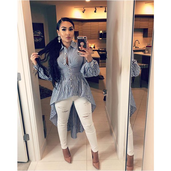 women blouse swing skirt fashion trend long sleeve stripes length shirt dress designer female spring cardigan button irregular skirts, Black;gray
women blouse swing skirt fashion trend long sleeve stripes length shirt dress designer female spring cardigan button irregular skirts, Black;gray