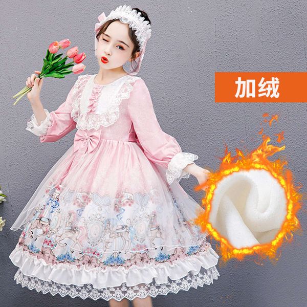 children's plush girl's winter autumn and skirt lolita princs drs, Red;yellow 
children's plush girl's winter autumn and skirt lolita princs drs, Red;yellow