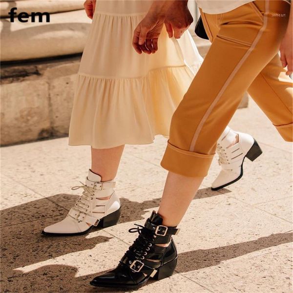 boots fem brand ankle shoes for women chunky high heels retro style buckle pointed toe cross tied motorbike boot1, Black
boots fem brand ankle shoes for women chunky high heels retro style buckle pointed toe cross tied motorbike boot1, Black