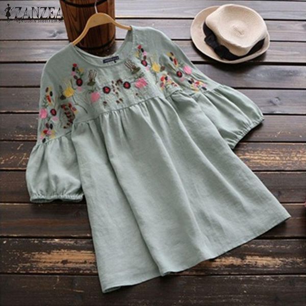 zanzea women embroidered blouse summer short sleeve cotton linen shirt femininas female vintage party blusas robe femme, White
zanzea women embroidered blouse summer short sleeve cotton linen shirt femininas female vintage party blusas robe femme, White
