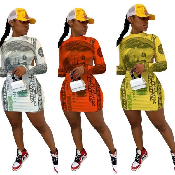 2021 spring autumn womens banknote printed low back dress designer fashion casual halter round neck slim long sleeve dresses hh12004, White
2021 spring autumn womens banknote printed low back dress designer fashion casual halter round neck slim long sleeve dresses hh12004, White