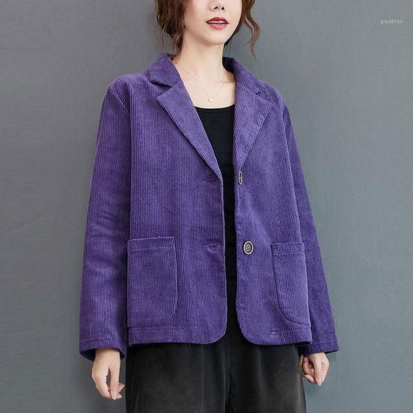 2020 autumn new arts style women long sleeve loose casual blazer femme single breasted vintage corduroy blazers plus size m6581, White;black
2020 autumn new arts style women long sleeve loose casual blazer femme single breasted vintage corduroy blazers plus size m6581, White;black