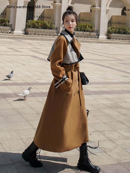 women's wool & blends small woolen coat middle and long coat, fall winter 2021, korean version, loose stitching, color contrast design,, Black
women's wool & blends small woolen coat middle and long coat, fall winter 2021, korean version, loose stitching, color contrast design,, Black