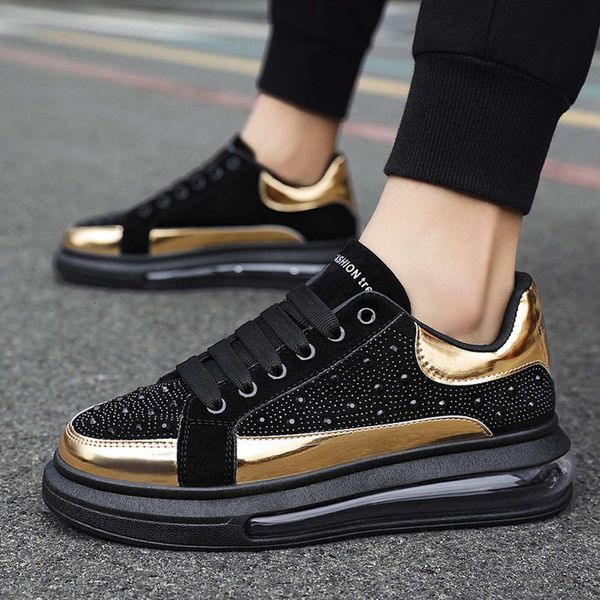 small 2020 new casual korean men's rhinestone lace up black full diamond thick sole muffin shoes, White;red
small 2020 new casual korean men's rhinestone lace up black full diamond thick sole muffin shoes, White;red