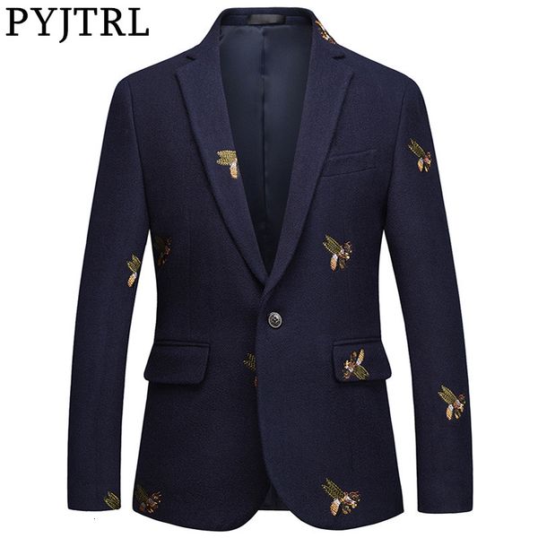 pyjtrl mens fashion autumn winter quality luxurious bee embroidery woolen blazer wedding prom singers blazers costume 201027, White;black
pyjtrl mens fashion autumn winter quality luxurious bee embroidery woolen blazer wedding prom singers blazers costume 201027, White;black