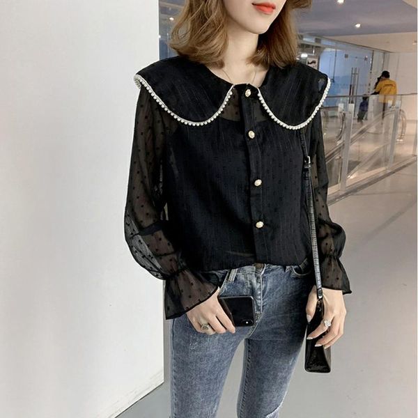 women's blouses & shirts women shirt korean style light doll collar long trumpet sleeve slim blouse magogo, White
women's blouses & shirts women shirt korean style light doll collar long trumpet sleeve slim blouse magogo, White