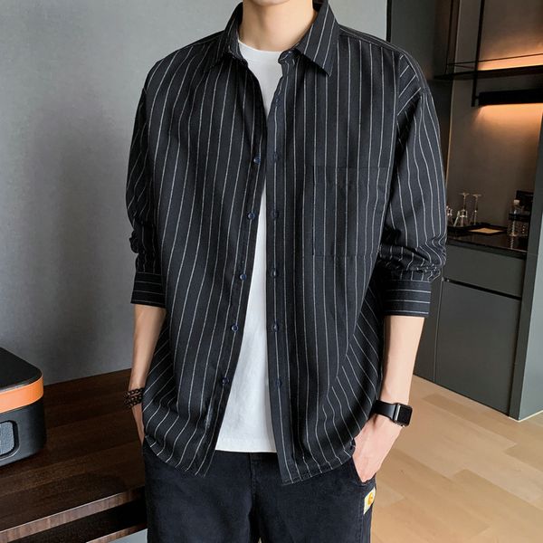 striped long sleeve shirt men 2020 autumn and winter korean fashion inch shirt ruffian handsome casual shirt loose jacket men, White;black
striped long sleeve shirt men 2020 autumn and winter korean fashion inch shirt ruffian handsome casual shirt loose jacket men, White;black