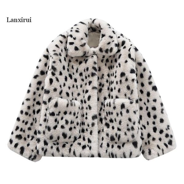 women's fur & faux women beige coat outwear button warm thick turn down collar pocket leopard, Black
women's fur & faux women beige coat outwear button warm thick turn down collar pocket leopard, Black