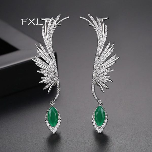 fxlry new elegant white color cubic zircon shinning wing drop earrings for women fashion jewelry, Silver
fxlry new elegant white color cubic zircon shinning wing drop earrings for women fashion jewelry, Silver