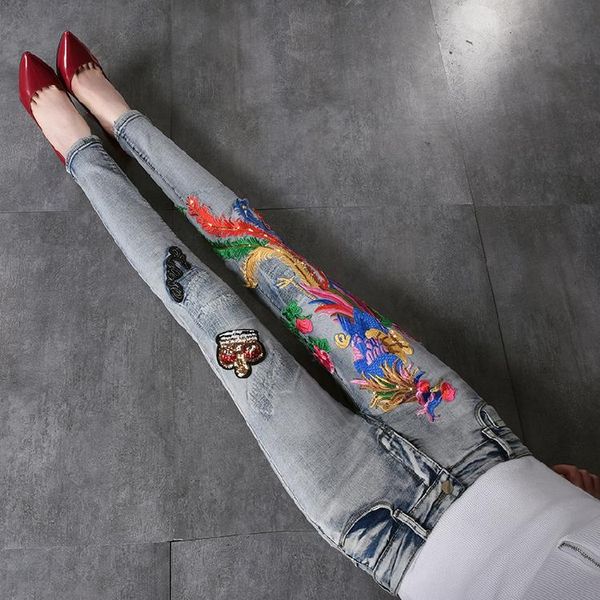women's jeans 2021 elastic skinny for women light blue embroidery phoenix ripped pencil pants all-match slim female long trousers
women's jeans 2021 elastic skinny for women light blue embroidery phoenix ripped pencil pants all-match slim female long trousers