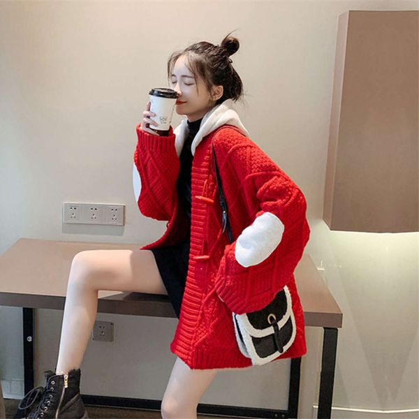 sweater lazy wind coat autumn and winter new loose korean thick thread hooded knitted cardigan long sleeve blouse, White;black
sweater lazy wind coat autumn and winter new loose korean thick thread hooded knitted cardigan long sleeve blouse, White;black