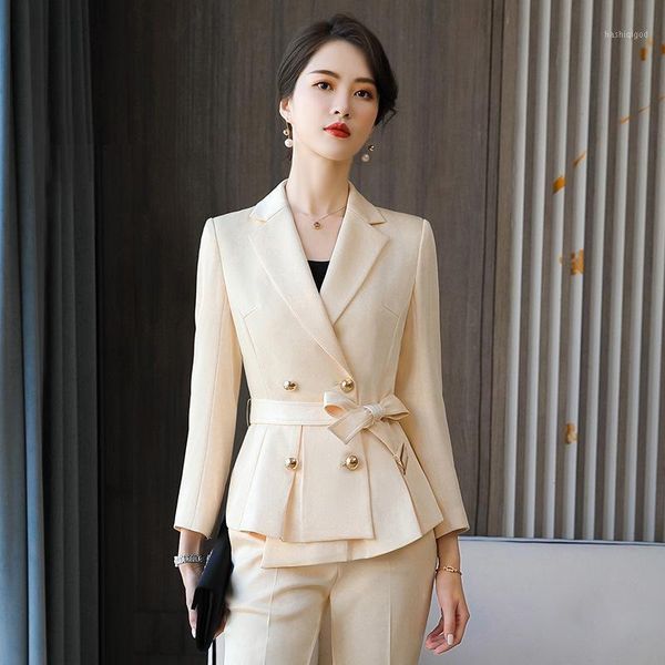 temperament women's pants suits 2020 new slim high-quality double-breasted ladies blazer elegant trousers office suit1, White;black 
temperament women's pants suits 2020 new slim high-quality double-breasted ladies blazer elegant trousers office suit1, White;black
