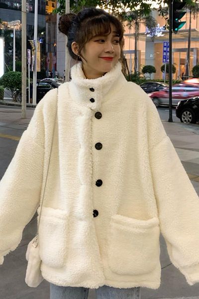 thickened lamb coat female autumn students loose women luxury fashion white warm bomber jacket women's outwear gg50yf1, Black;brown
thickened lamb coat female autumn students loose women luxury fashion white warm bomber jacket women's outwear gg50yf1, Black;brown