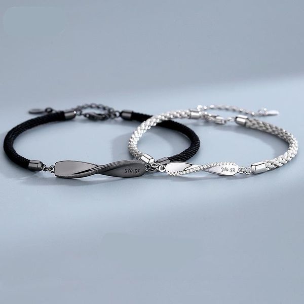 beaded, strands mobius ring couple bracelet sterling silver men and women a pair of niche woven hand rope korean commemorative gift, Black
beaded, strands mobius ring couple bracelet sterling silver men and women a pair of niche woven hand rope korean commemorative gift, Black