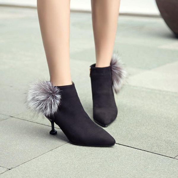 pxelena faux fur decor women ankle boots strange high heels ladies shoes office dress party fashion short boots plus size, Black
pxelena faux fur decor women ankle boots strange high heels ladies shoes office dress party fashion short boots plus size, Black