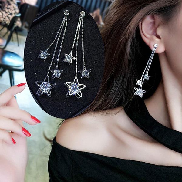 stud stylish gold color /silver star tassel long crystal earrings shiny zircon temperament brincos women girl jewelry gift, Golden;silver
stud stylish gold color /silver star tassel long crystal earrings shiny zircon temperament brincos women girl jewelry gift, Golden;silver