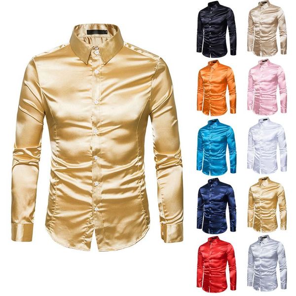 men's casual shirts silk shirt men 2021 satin smooth solid tuxedo business chemise homme slim fit shiny gold wedding dress #g30, White;black
men's casual shirts silk shirt men 2021 satin smooth solid tuxedo business chemise homme slim fit shiny gold wedding dress #g30, White;black