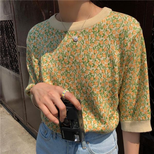 vintage boho floral knit loose korean japanese women cute tee t shirt spring autumn t shirt kawaii fashion knitwear summer, White
vintage boho floral knit loose korean japanese women cute tee t shirt spring autumn t shirt kawaii fashion knitwear summer, White