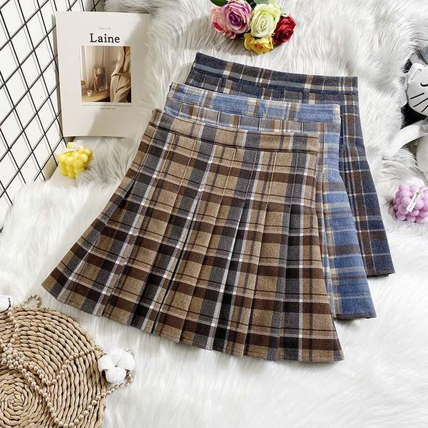 autumn and winter high waist slimming college style thick woolen plaid pleated skirt anti-glare a-line skirt short, Black
autumn and winter high waist slimming college style thick woolen plaid pleated skirt anti-glare a-line skirt short, Black
