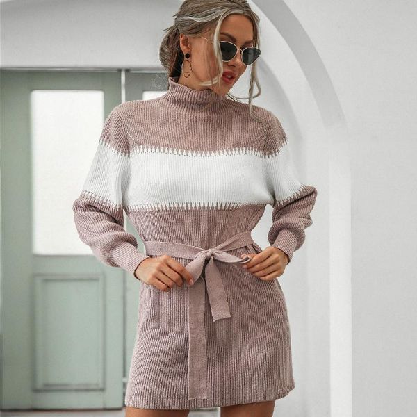 casual dresses autumn and winter women's color matching knitted long-sleeved dress female half high neck lantern sleeve sweater, Black;gray
casual dresses autumn and winter women's color matching knitted long-sleeved dress female half high neck lantern sleeve sweater, Black;gray