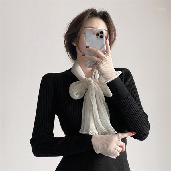 bow knot elegant fashion termperament basic winter sweater solid simple all-match pullovers 2020 winter fashion for ladies1, White;black
bow knot elegant fashion termperament basic winter sweater solid simple all-match pullovers 2020 winter fashion for ladies1, White;black