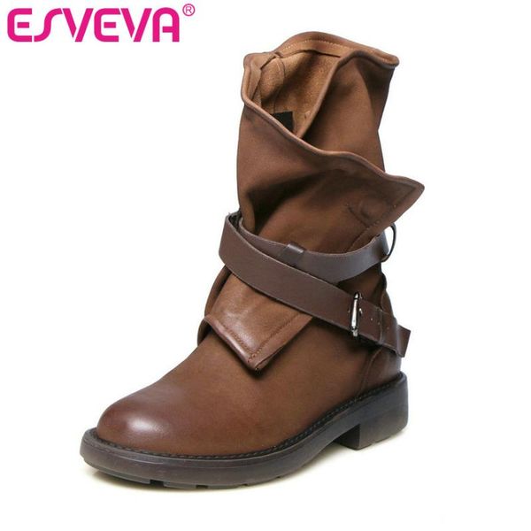 esveva 2020 women boots cow leather +pu autumn shoes zip ankle boots round toe square low heels brown woman shoes size 34-39, Black
esveva 2020 women boots cow leather +pu autumn shoes zip ankle boots round toe square low heels brown woman shoes size 34-39, Black