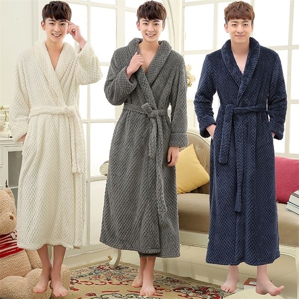 men winter extra long thick waffle flannel warm bath robe plus size male zipper bathrobe mens sleepwear for women dressing gown 201109, Black;brown
men winter extra long thick waffle flannel warm bath robe plus size male zipper bathrobe mens sleepwear for women dressing gown 201109, Black;brown