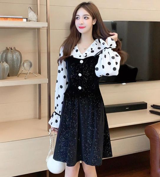 patchwork flare long sleeve retro vintage dress women robes high waist dot print buttons elegant casual party dresses ta74411, Black;gray
patchwork flare long sleeve retro vintage dress women robes high waist dot print buttons elegant casual party dresses ta74411, Black;gray