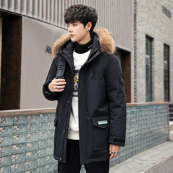 winter thickened men's down jacket medium length korean hooded handsome youth real hair collar down jacket for men q1209, Black
winter thickened men's down jacket medium length korean hooded handsome youth real hair collar down jacket for men q1209, Black